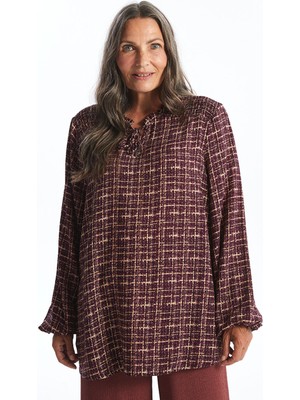 Lc Waikiki Yeni Sezon Bağlamalı Yaka Desenli Kadın Bluz