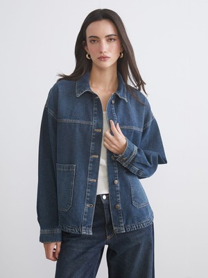 Lc Waikiki Yeni Sezon Oversize Kadın Jean Gömlek Ceket