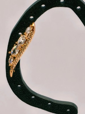 Art3 14 Ayar Altın Kaplama Zirkon Taşlı Ear Climber - Kulağı Saran Küpe