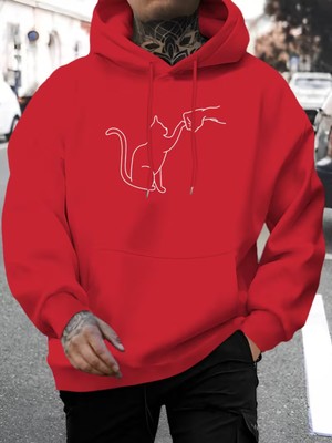 Sweet Cotton Baskılı Unisex Kanguru Cepli Kapüşonlu Sweatshirt