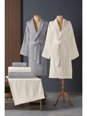 SHC4200 Bambu Bornoz Seti Lisse Coin Ivory