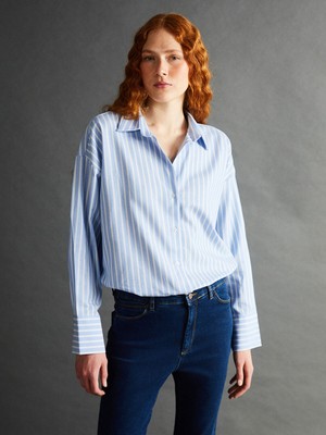 Lc Waikiki Yeni Sezon Çizgili Oversize Kadın Gömlek