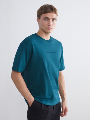 Lc Waikiki Yeni Sezon Bisiklet Yaka Baskılı Penye Erkek Tişört