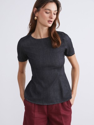 Lc Waikiki Yeni Sezon Bisiklet Yaka Peplum Jean Bluz