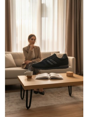 Enoch Erkek Siyah Gri Şeritli Günlük Spor Ayakkabı - Ofis ve Okul Için Rahat Sneaker