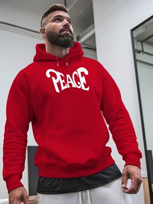 Sweet Cotton Unisex Erkek/kadın Peace Renkli Özel Baskılı Pamuklu Oversize Kapüşonlu Sweatshirt