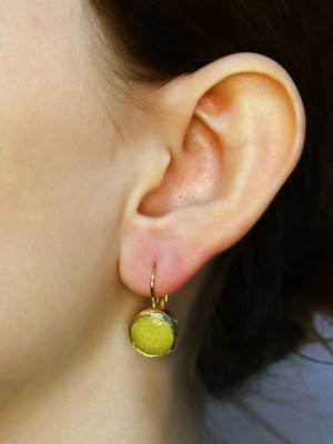 Esha Ceyt Taşı Doğal Taş Kadın Altın Kaplama Küpe EUKU33SA