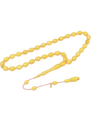 Burhan Sağlam Arpa Kesim 11X8 mm Imzalı Sıkma Kehribar Sistem Püsküllü Tesbih