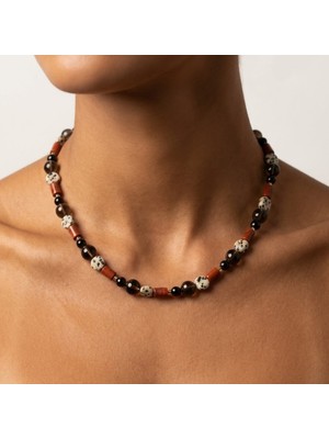 THEIA GemWorks Nariya — Dumanlı Kuvars, Oniks, Jasper & Elektro Lav Kolye