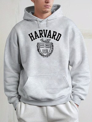 Sweet Cotton Unisex Erkek/kadın Renkli Özel Harvar Baskılı Pamuklu Oversize Kapüşonlu Sweatshirt