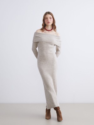 Lc Waikiki Yeni Sezon Kayık Yaka Bodycon Triko Elbise
