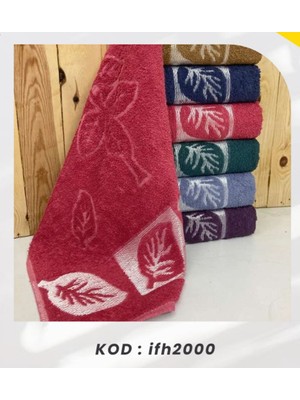 Bilmar Bukle Jakarlı Yaprak Desenli El ve Yüz Havlusu 50 x 90 cm x 6 Adet