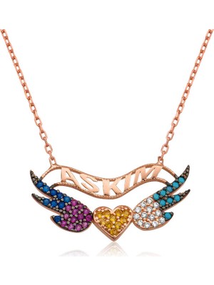 Menessa World 925 Ayar Gümüş Kanatlı Kalp Kadın Gümüş Kolye