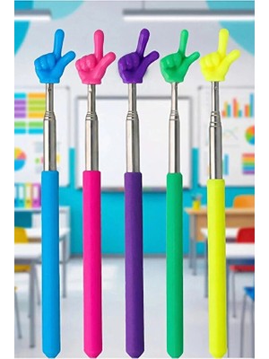 Rosemor 5 Adet Uzayabilir Sevimli Parmak Öğretmen İşaret Tahta Çubuğu Portatif Teleskopik Çubuk 20cm 67cm