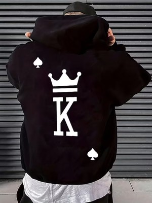 Sweet Cotton Unisex Erkek/kadın Reverse Renkli Baskılı Pamuklu Oversize Kapüşonlu Sweatshirt