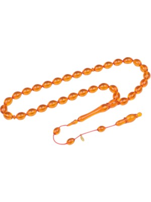 Burhan Sağlam Arpa Kesim 11X8 mm Imzalı Ateş Kehribar Sistem Püsküllü Tesbih