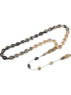 Burhan Sağlam Arpa Kesim 11X8 mm Ateş Kehribar Sistem Püsküllü Tesbih