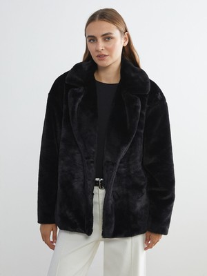 Lc Waikiki Yeni Sezon Ceket Yaka Kadın Pelüş Mont