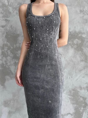 SHC4200 Taşlı Askılı Elbise