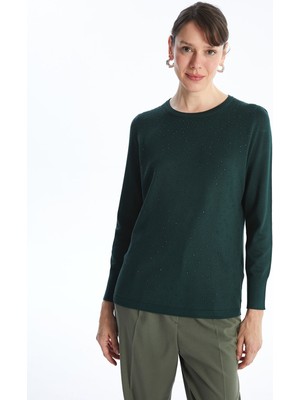 Lc Waikiki Yeni Sezon Bisiklet Yaka Taşlı Kadın Triko Kazak