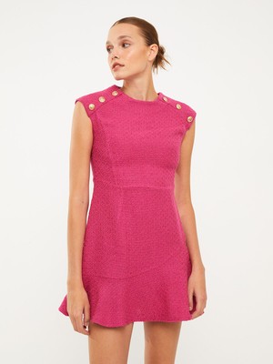 Lc Waikiki Yeni Sezon Kadın Bisiklet Yaka Düğme Detaylı Kolsuz Elbise