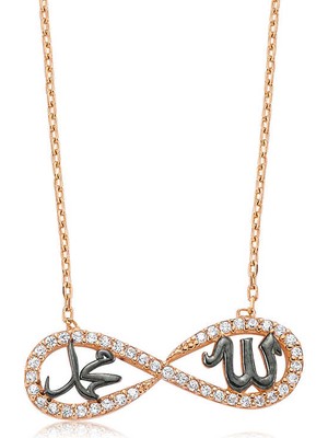 Menessa World Gümüş Allah Muhammed Yazılı Sonsuzluk Kolye