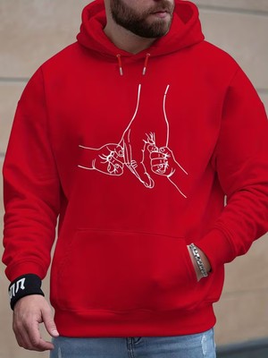 Sweet Cotton El Baskılı Unisex Kanguru Cepli Kapüşonlu Sweatshirt