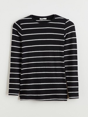 Lc Waikiki Yeni Sezon Bisiklet Yaka Çizgili Kadın Tişört