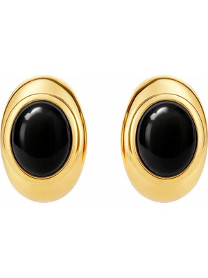 Kadınlar İçin Venüs Design Çelik Franca Küpe Siyah Renkli Modern Çivi Modeli