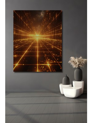 Beta Moda Hub Altın Işık Tüneli Modern Soyut Sanat Ahşap Dekoratif Ev,antre,salon,ofis,mutfak,yatak Odası Tablo