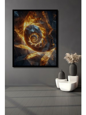 Beta Moda Hub Altın Hışırtısı Spiral Modern Sanat Ahşap Ev,antre,ofis,mutfak,yatak Odası Tablo Çerçeve Görünümlü