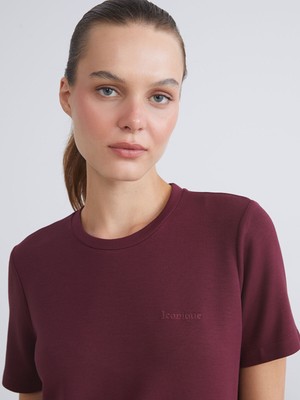 Lc Waikiki Yeni Sezon Bisiklet Yaka Nakışlı Kadın Tişört