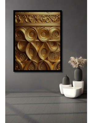 Beta Moda Hub Altın Yaldızlı Barok Desenli Ahşap Ev,antre,salon,ofis,mutfak,yatak Odası Tablo Çerçeve Görünümlü