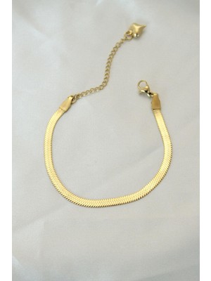 cleovibe 316L Çelik Gold Renk Italyan Zincirli Bileklik