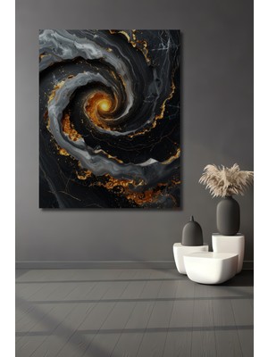 Beta Moda Hub Altın Girdap Efektli Soyut Sanat Ahşap Ev,antre,salon,ofis,mutfak,yatak Odası Tablo