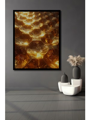 Beta Moda Hub Altın Petek Dokusu Soyut Sanat Ev,antre,salon,ofis,mutfak,yatak Odası Tablosu Çerçeve Görünümlü