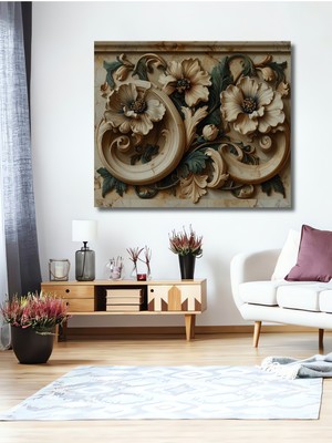 Beta Moda Hub El Yapımı Kabartma Çiçek Desenli Ahşap Dekoratif Ev,antre,salon,ofis,mutfak,yatak Odası Tablo