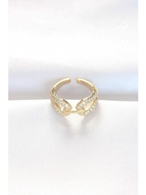 cleovibe Zirkon Taşlı Gold Renk Ayarlanabilir Yüzük