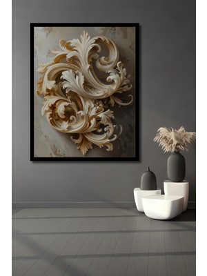 Beta Moda Hub Barok Stil Altın Yaprak Desenli Ahşap Ev,antre,salon,ofis,mutfak,yatak Odası Tablo Çerçeve Görünümlü