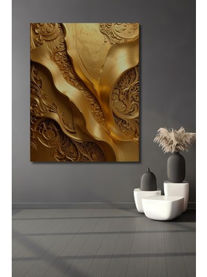 Beta Moda Hub Altın Varaklı Barok Desenli Ahşap Dekoratif Ev,antre,salon,ofis,mutfak,yatak Odası Tablo