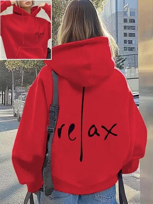 Sweet Cotton Relax Baskılı Unisex Kanguru Cepli Kapüşonlu Sweatshirt
