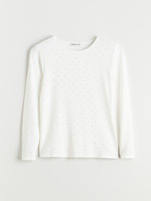 Lc Waikiki Yeni Sezon Bisiklet Yaka Taşlı Kadın Tişört