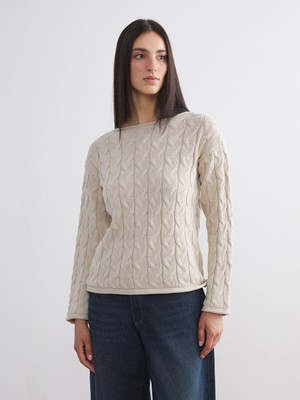 Lc Waikiki Yeni Sezon Kayık Yaka Kendinden Desenli Kadın Triko Kazak