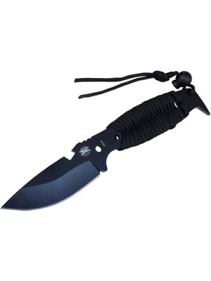 Gear Assault 0238BK Kamp Bıçağı 22,5 cm - Siyah, Metal Ampampamp Ipli Sap