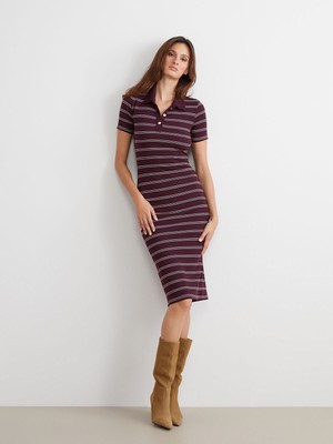 Lc Waikiki Yeni Sezon Polo Yaka Çizgili Elbise