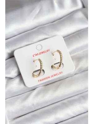 cleovibe 14K Gold Renk Kaplama Burgu Halka cm Kadın Küpe