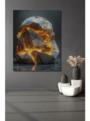 Beta Moda Hub Altın Damarlı Mermer Kristal Kafa Sanat Ev,antre,salon,ofis,mutfak,yatak Odası Tablosu