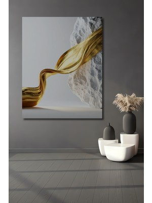 Beta Moda Hub Altın Akışlı Kaya Modern Sanat Ahşap Dekoratif Ev,antre,salon,ofis,mutfak,yatak Odası Tablo