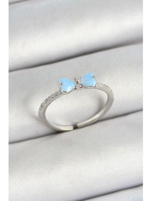 cleovibe Pirinç Fiyonk Figürlü Zirkon Taşlı Gümüş Renk Ayarlanabilir Kadın Yüzük