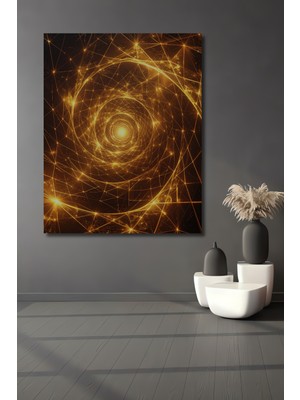 Beta Moda Hub Altın Işık Tüneli Soyut Sanat Dekoratif Ahşap Ev,antre,salon,ofis,mutfak,yatak Odası Tablo